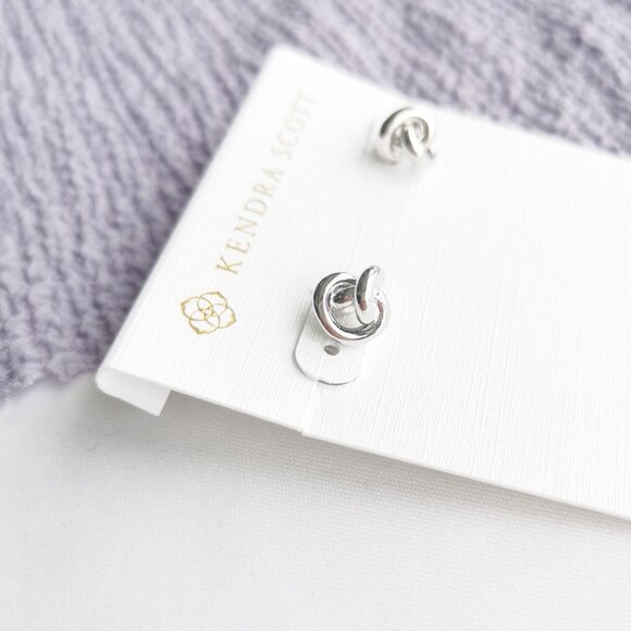 Kendra Scott Presleigh love Knot Bright Silver Stud Earrings - Picture 3 of 3